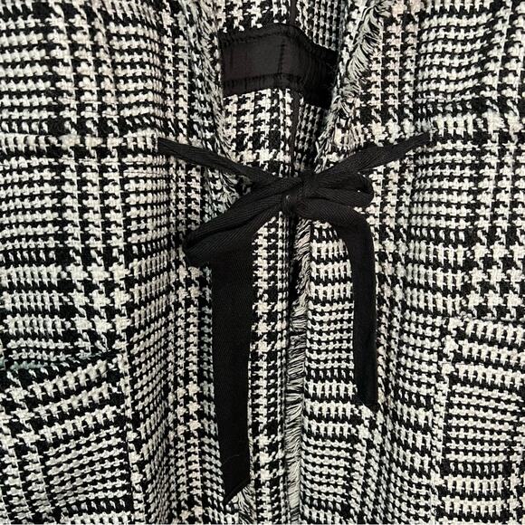 Lane Bryant 18/20 Houndstooth Jacket Peacoat Self Tie Frayed Hem Wool Pockets - Picture 8 of 13